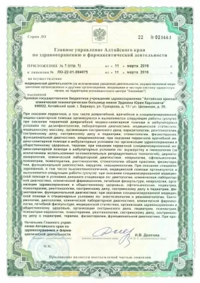 Диспансер алтайская краевая клиническая психиатрическая больница им. Ю.К. Эрдмана