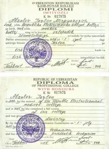 Абзалов Жавлон Миргиязович